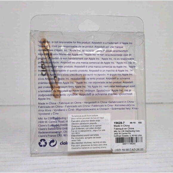 Claire’s Pink Strawberry Milk AirPods Silicone Case w/ Keyring Clip Cute NEW NIB - Picture 2 of 2